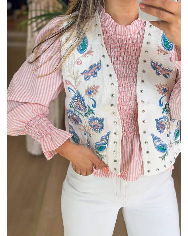 COLETE BORDADO SARJA