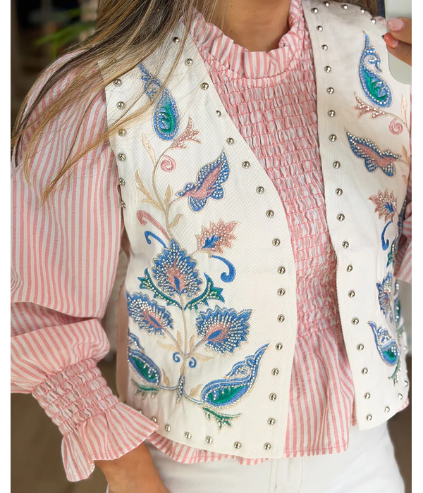 COLETE BORDADO SARJA