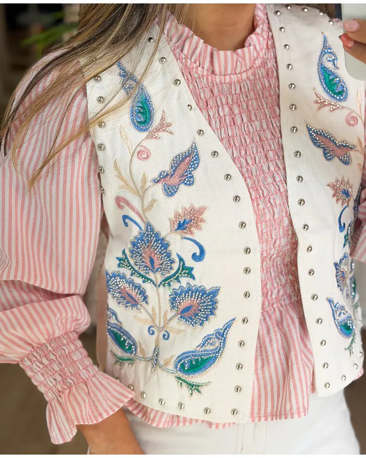 COLETE BORDADO SARJA