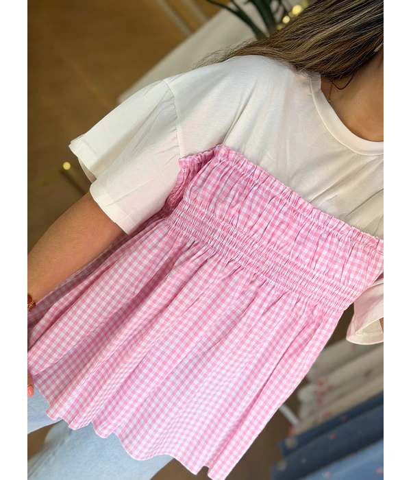 TSHIRT VICHY COMBINADA