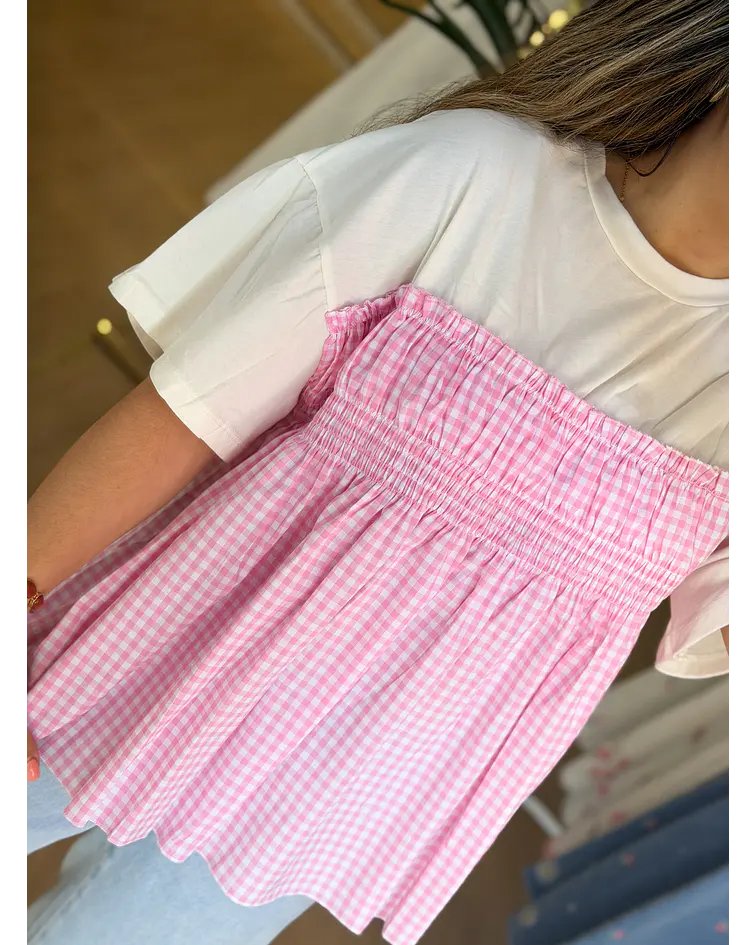 TSHIRT VICHY COMBINADA