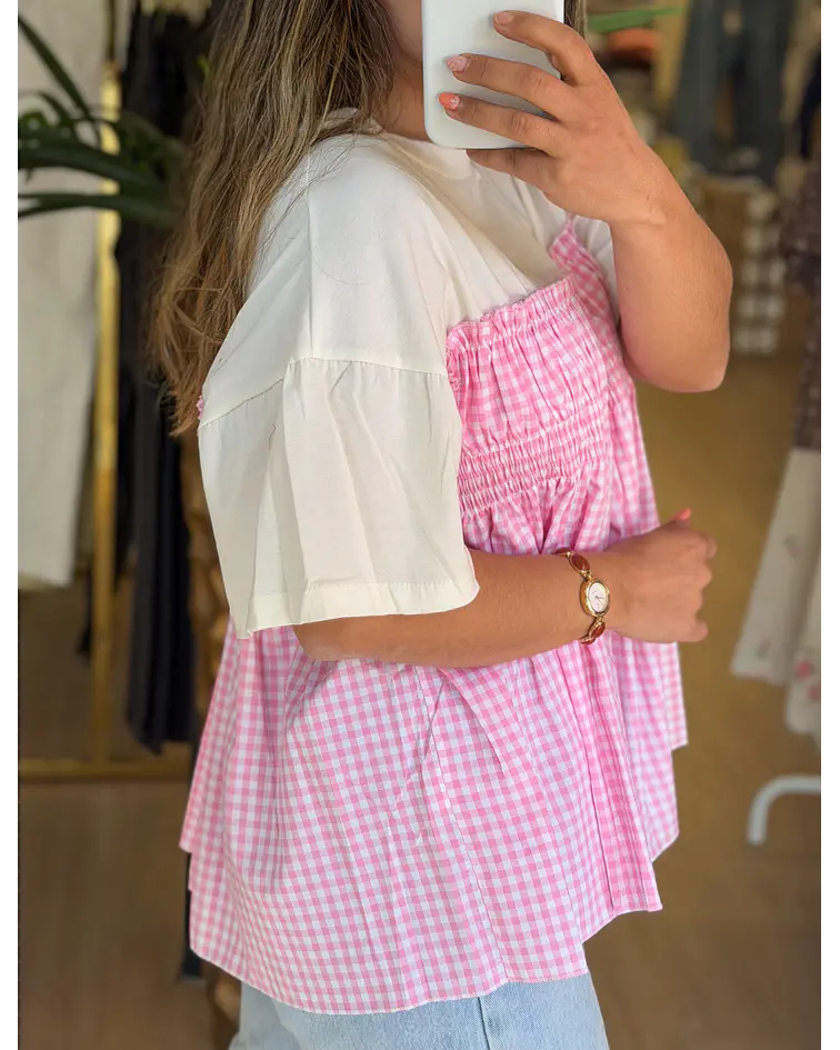 TSHIRT VICHY COMBINADA