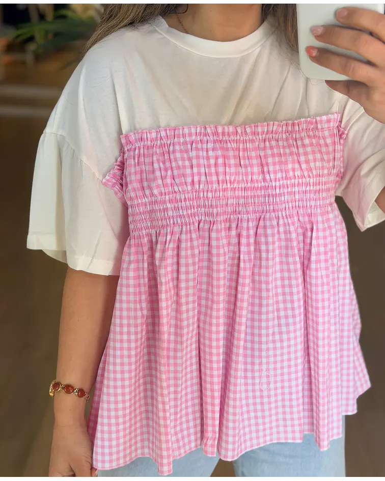 TSHIRT VICHY COMBINADA