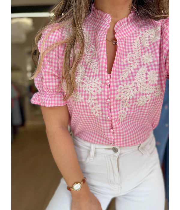 CAMISA VICHY BORDADA