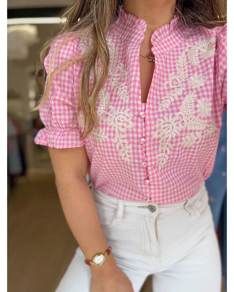 CAMISA VICHY BORDADA