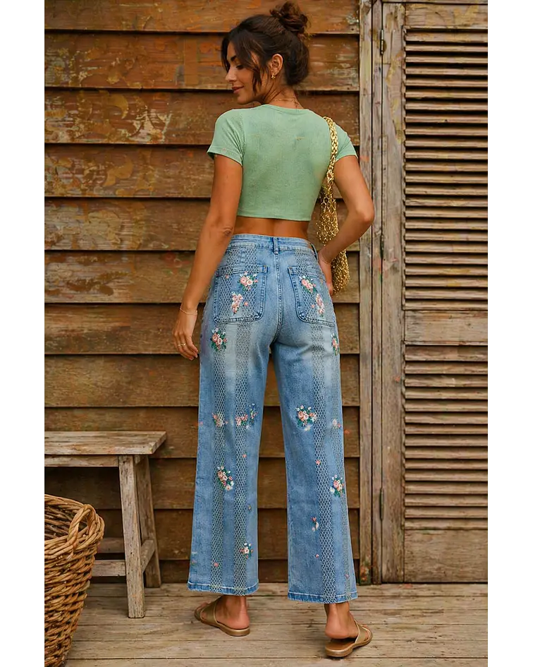 JEANS BORDADOS FLORES