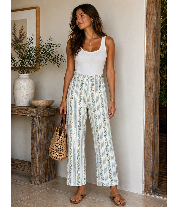 JEANS ESTAMPADAS FLORAIS 