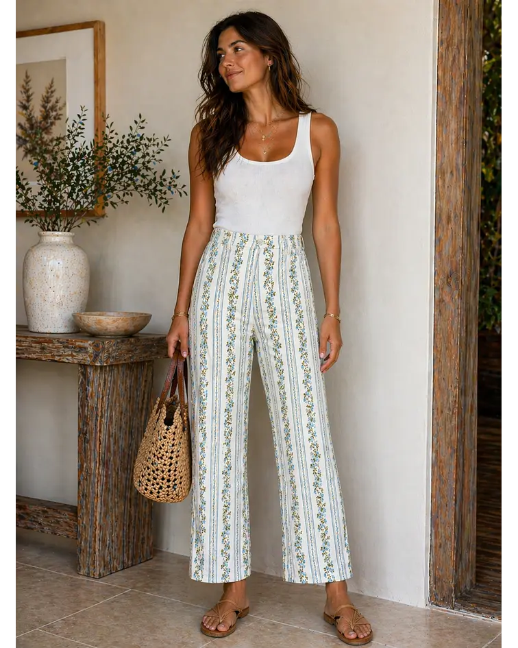 JEANS ESTAMPADAS FLORAIS 