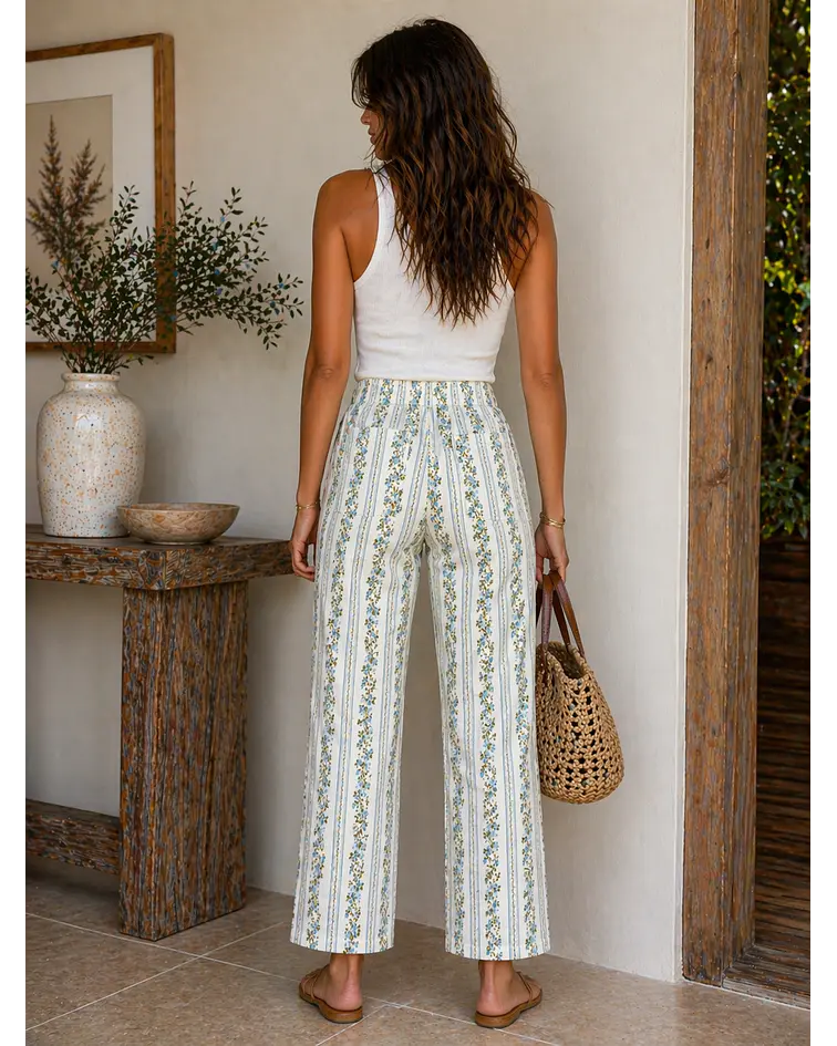 JEANS ESTAMPADAS FLORAIS 