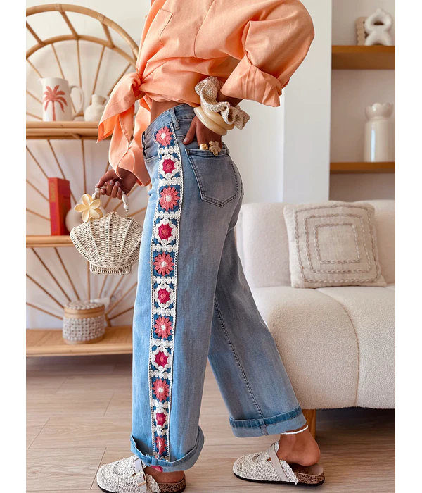 JEANS COM CROCHET NA LATERAL
