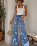 JEANS COM FLORES ESTAMPADAS