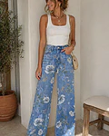 JEANS COM FLORES ESTAMPADAS