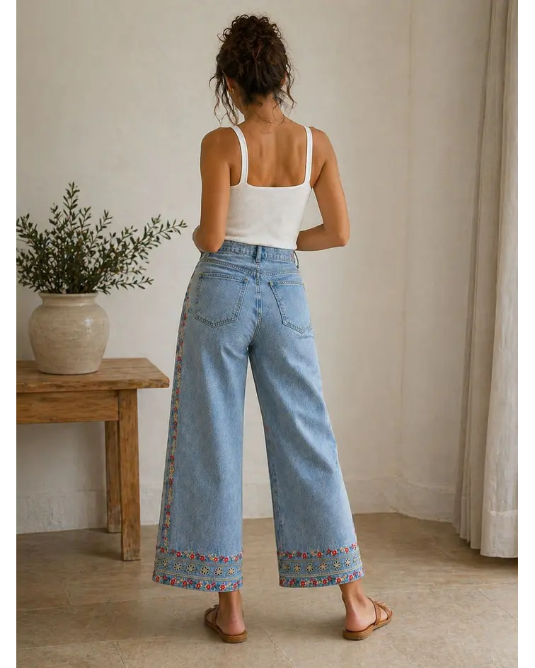 JEANS BORDADOS FLORES 