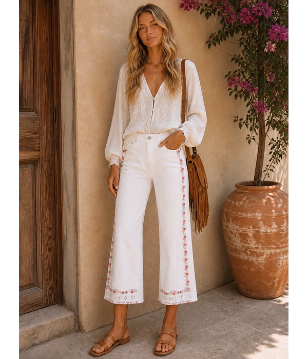 JEANS BORDADOS FLORES  