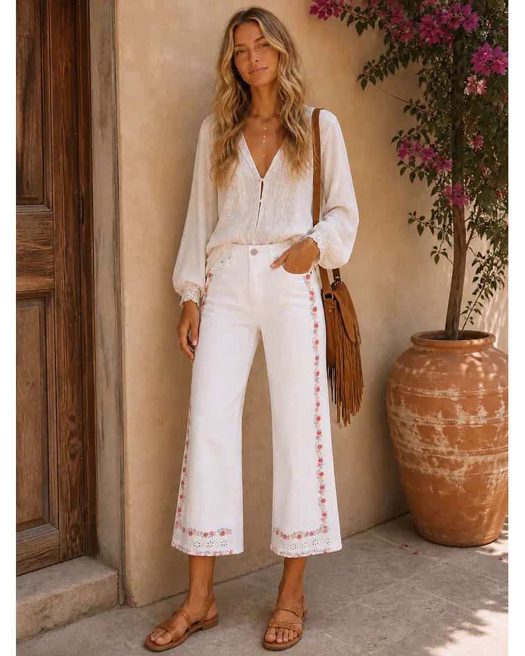 JEANS BORDADOS FLORES  