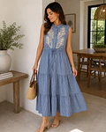 VESTIDO RISCAS COM BORDADO 