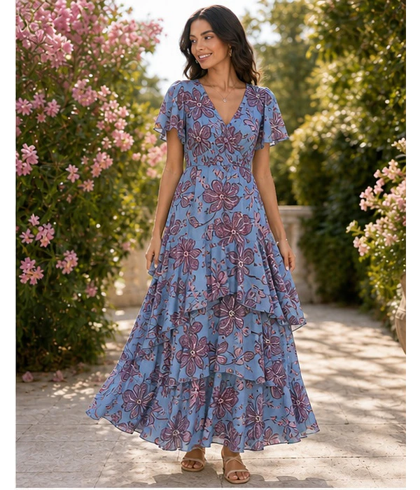 VESTIDO ESTAMPADO COM FOLHO