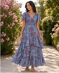 VESTIDO ESTAMPADO COM FOLHO