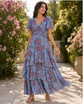 VESTIDO ESTAMPADO COM FOLHO