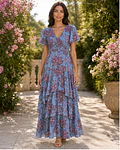 VESTIDO ESTAMPADO COM FOLHO