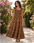 VESTIDO ESTAMPADO FAVO DE MEL