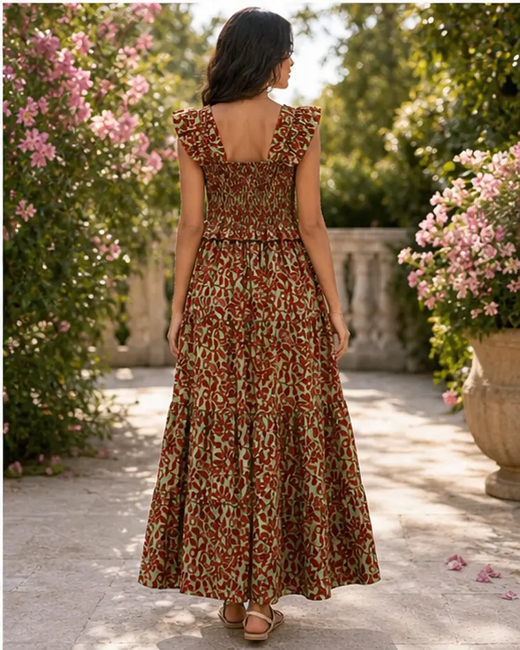 VESTIDO ESTAMPADO FAVO DE MEL