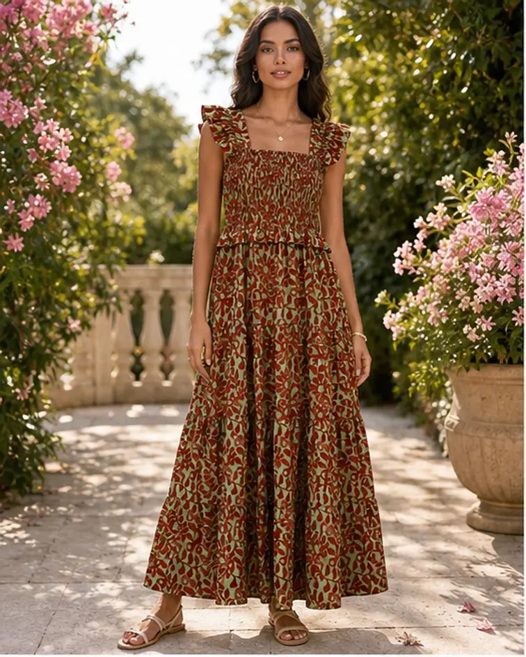 VESTIDO ESTAMPADO FAVO DE MEL