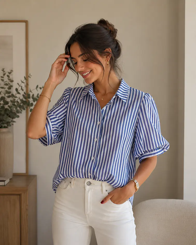 CAMISA RISCAS MANGA BALÃO