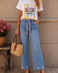 JEANS BORDADOS FLORAIS 
