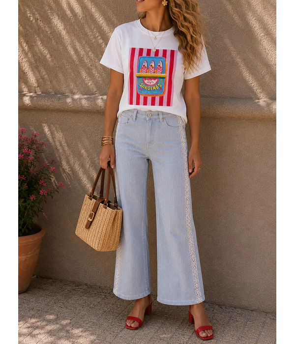 JEANS RISCAS COM CROCHET