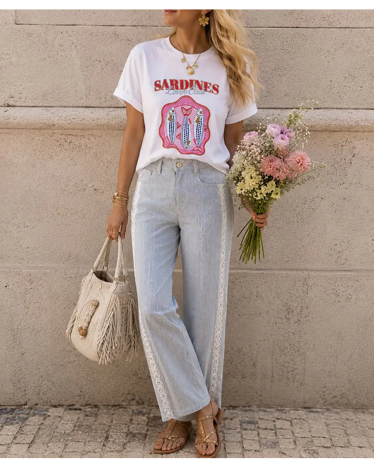 JEANS RISCAS COM CROCHET