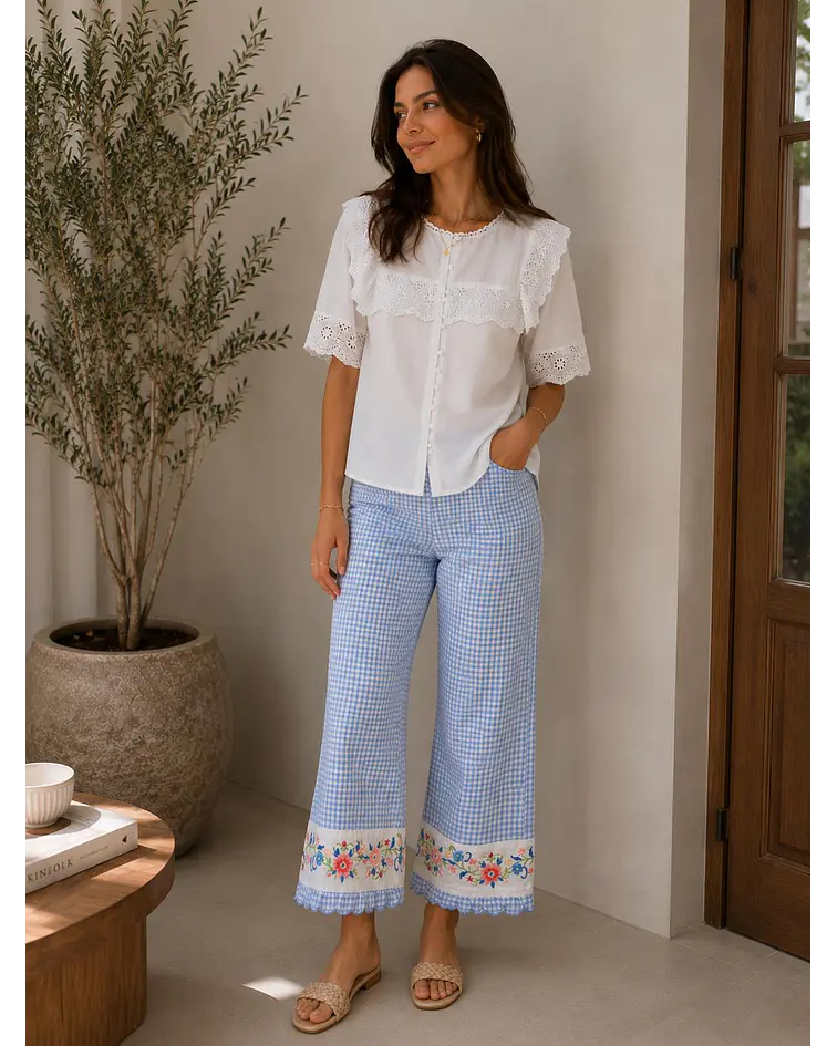JEANS VICHY AZUIS