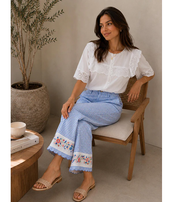 JEANS VICHY AZUIS