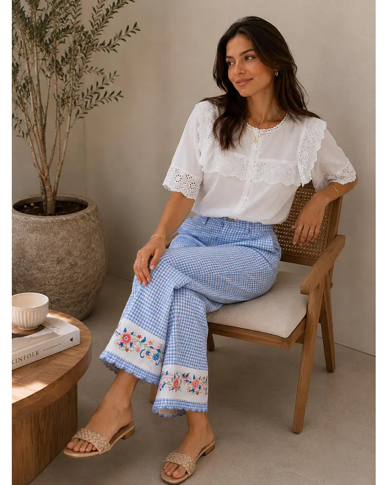 JEANS VICHY AZUIS