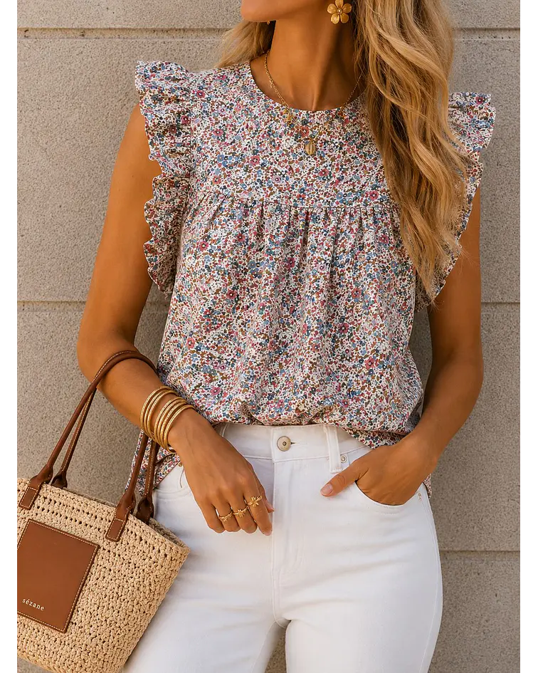 BLUSA FLORAL FOLHO