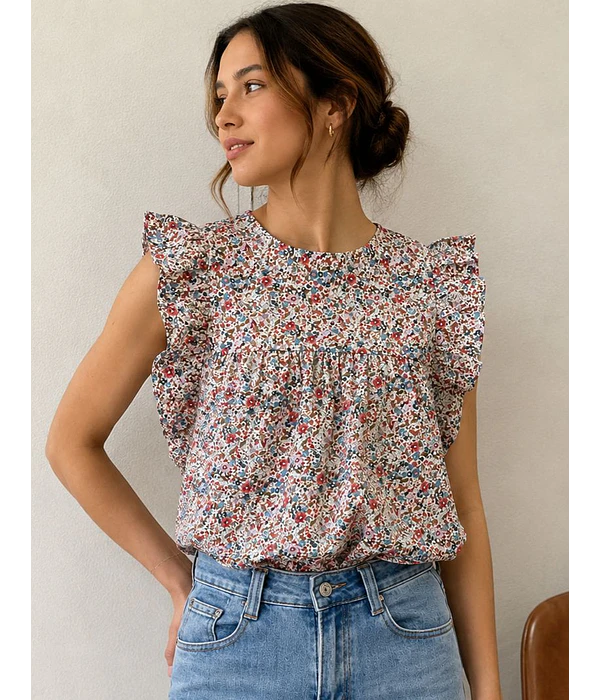 BLUSA FLORAL FOLHO
