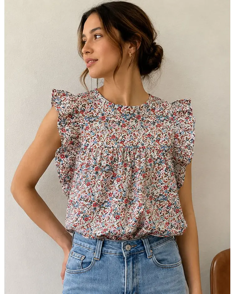 BLUSA FLORAL FOLHO