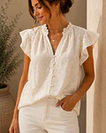 CAMISA BORDADA BEGE