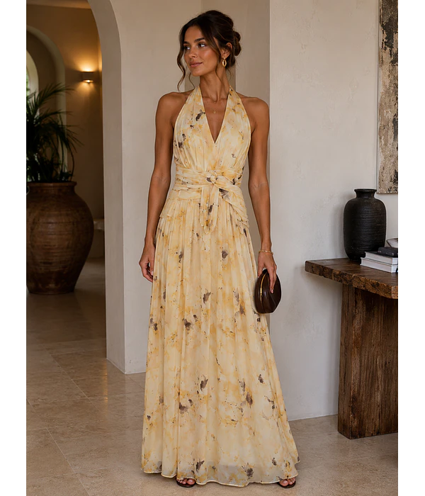 VESTIDO ESTAMPADO AMARELO