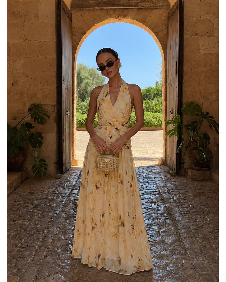 VESTIDO ESTAMPADO AMARELO