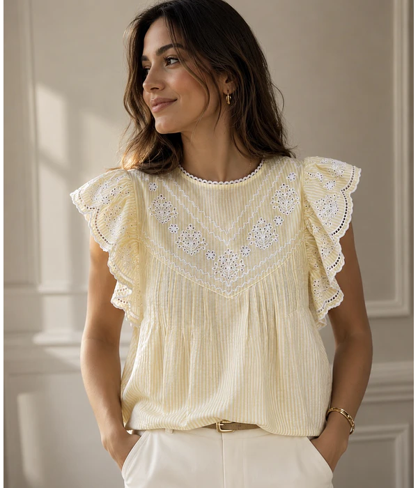 BLUSA BORDADA RISCAS