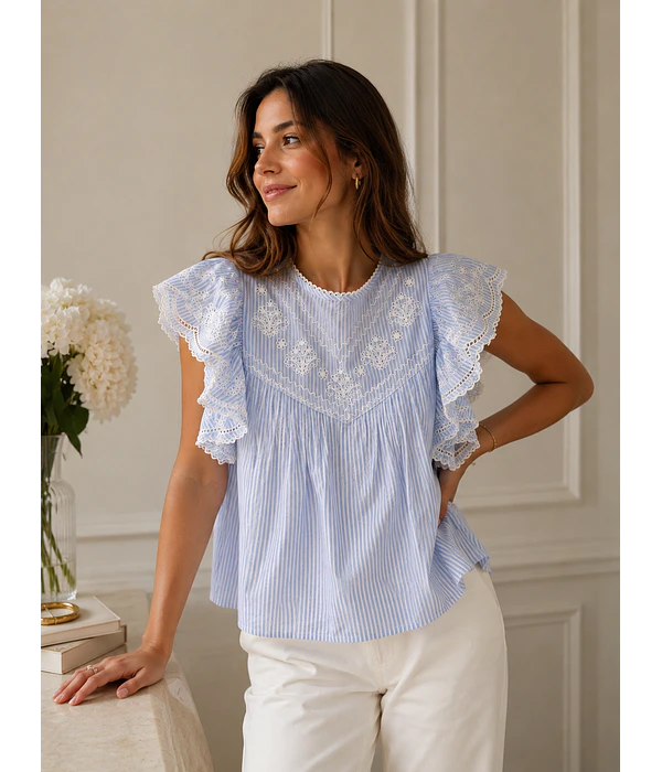 BLUSA BORDADA RISCAS