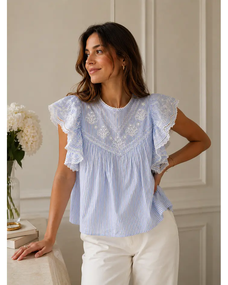 BLUSA BORDADA RISCAS