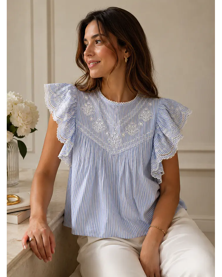 BLUSA BORDADA RISCAS