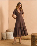 VESTIDO BORDADO CASTANHO