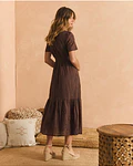 VESTIDO BORDADO CASTANHO