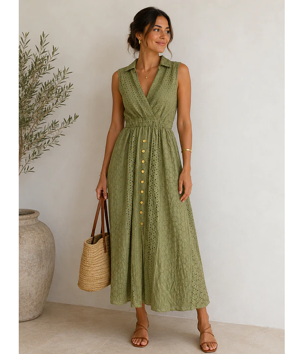 VESTIDO VERDE BORDADO
