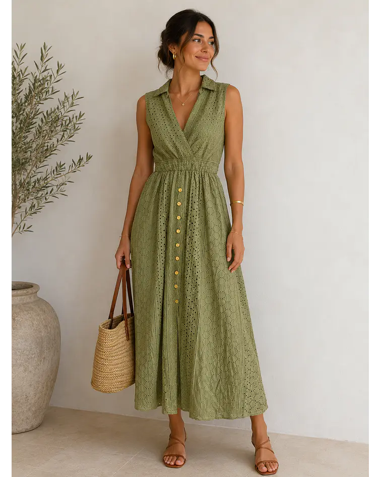 VESTIDO VERDE BORDADO