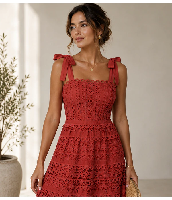 VESTIDO RENDA VERMELHO