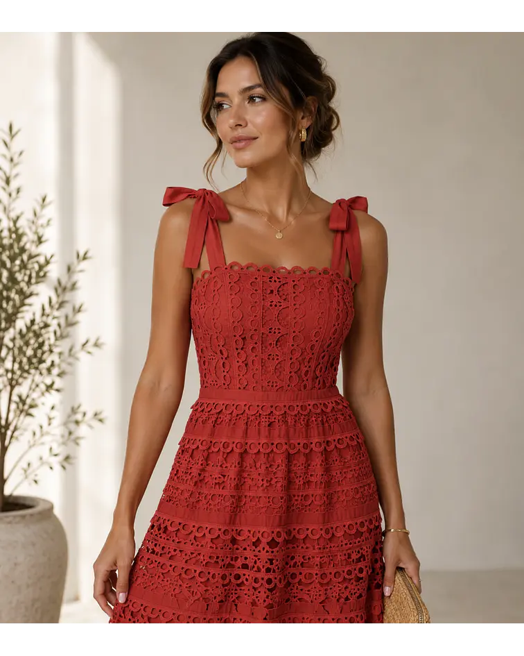 VESTIDO RENDA VERMELHO